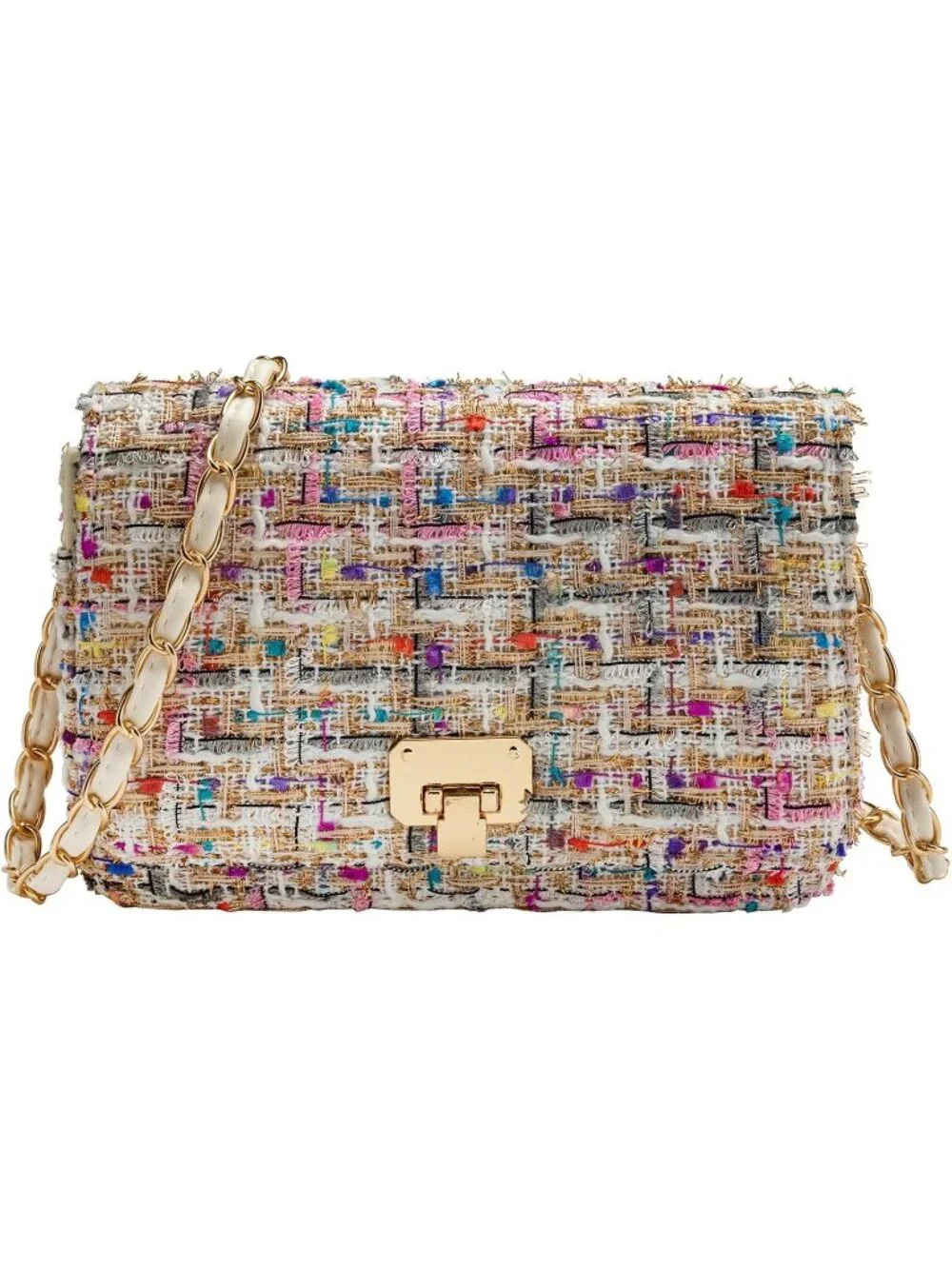 👜Women's Chroma Tweed Chain Bag Quilted Flap Crossbody Purse For Wedding